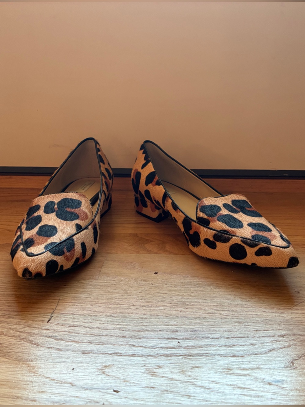 Cole Haan Leopard Print Pointed Toe D'Orsay Flats Calf Hair 9